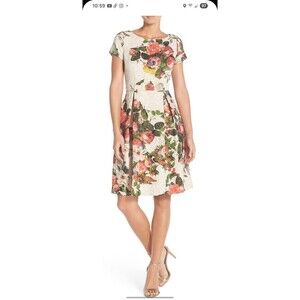 Adrianna Papell Floral Brocade Matelasse Dress Size 12